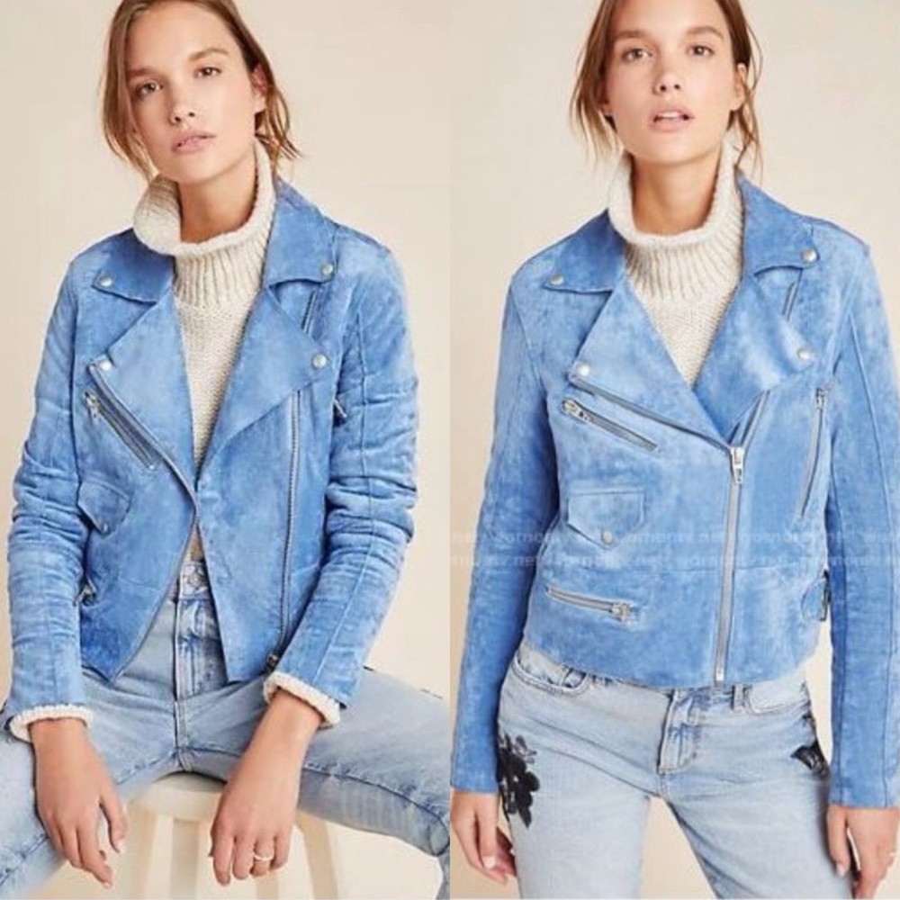 Anthropologie Blank NYC Elliot Suede Moto Jacket in Slate